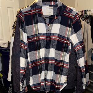 American Eagle Outfitters Plaid Button Down Shirt - Navy, Red, White